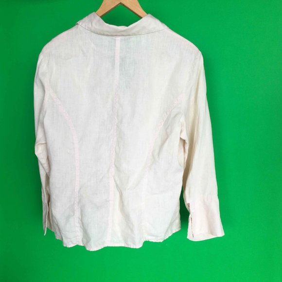 Tracy M. Light Yellow Blouse - 100% Linen - Picture 4 of 10